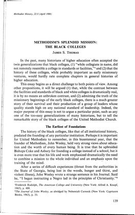 Methodism's Splendid Mission: the Black Colleges