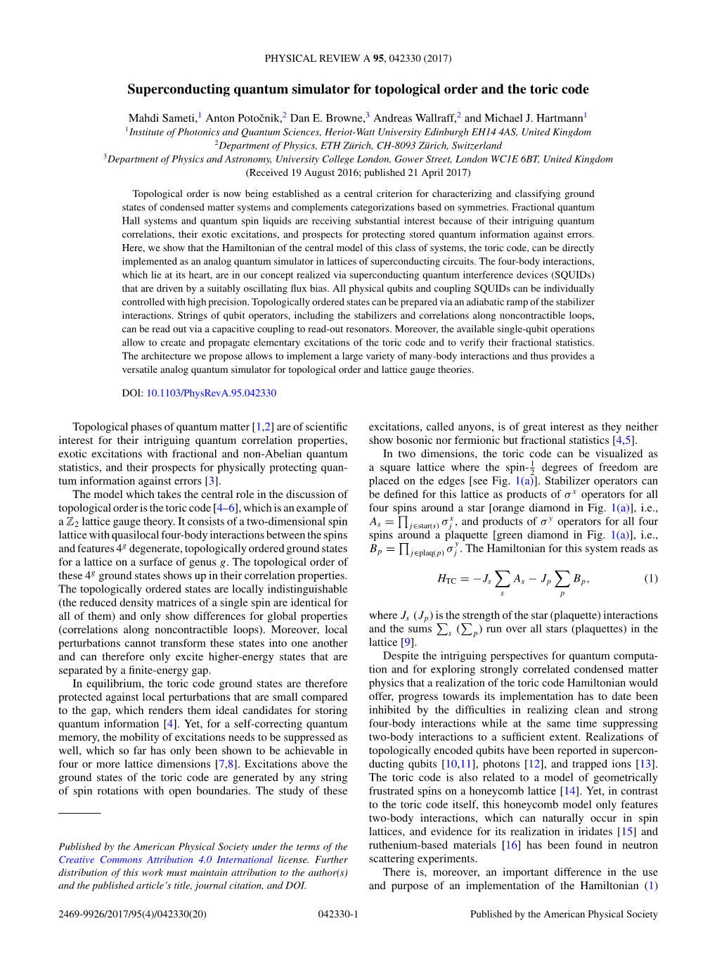 Superconducting Quantum Simulator for Topological Order and the Toric Code