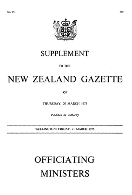 New Zealand Gazette Officiating Ministers