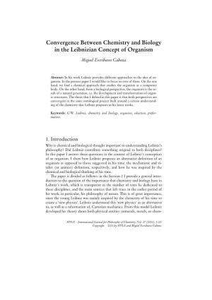 Convergence Between Chemistry and Biology in the Leibnizian Concept of Organism