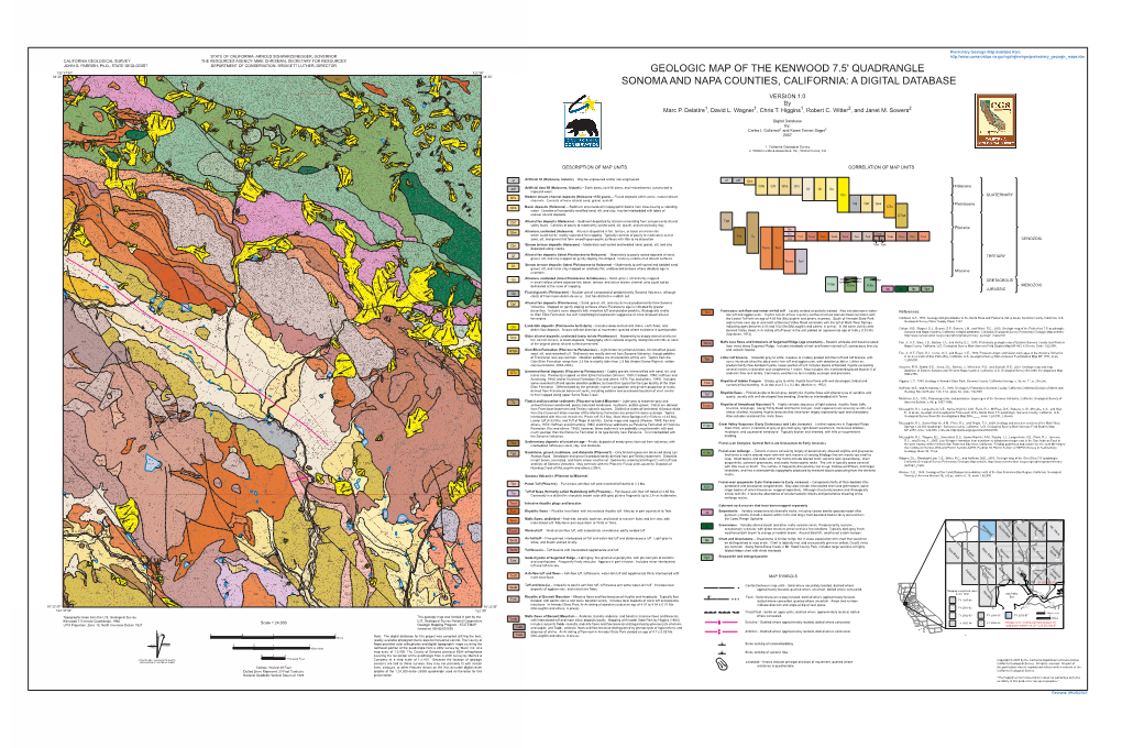 Geologic Map of the Kenwood 7.5' Quadrangle Sonoma and Napa Counties, California