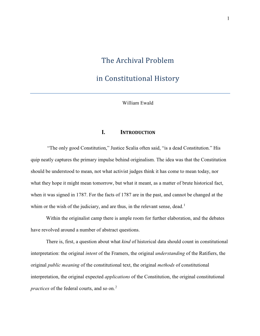 The Archival Problem in Constitutional History
