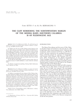 (Southern Calabria) Is of Pleistocene Age