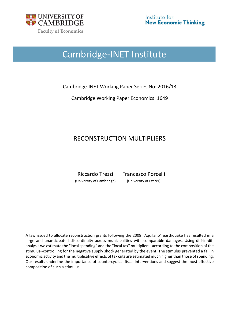 Cambridge-INET Institute