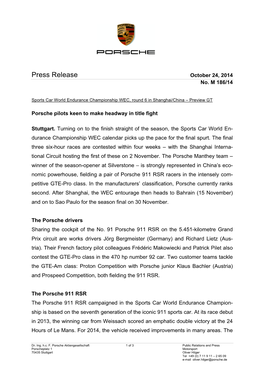 Press Release October 24, 2014 No