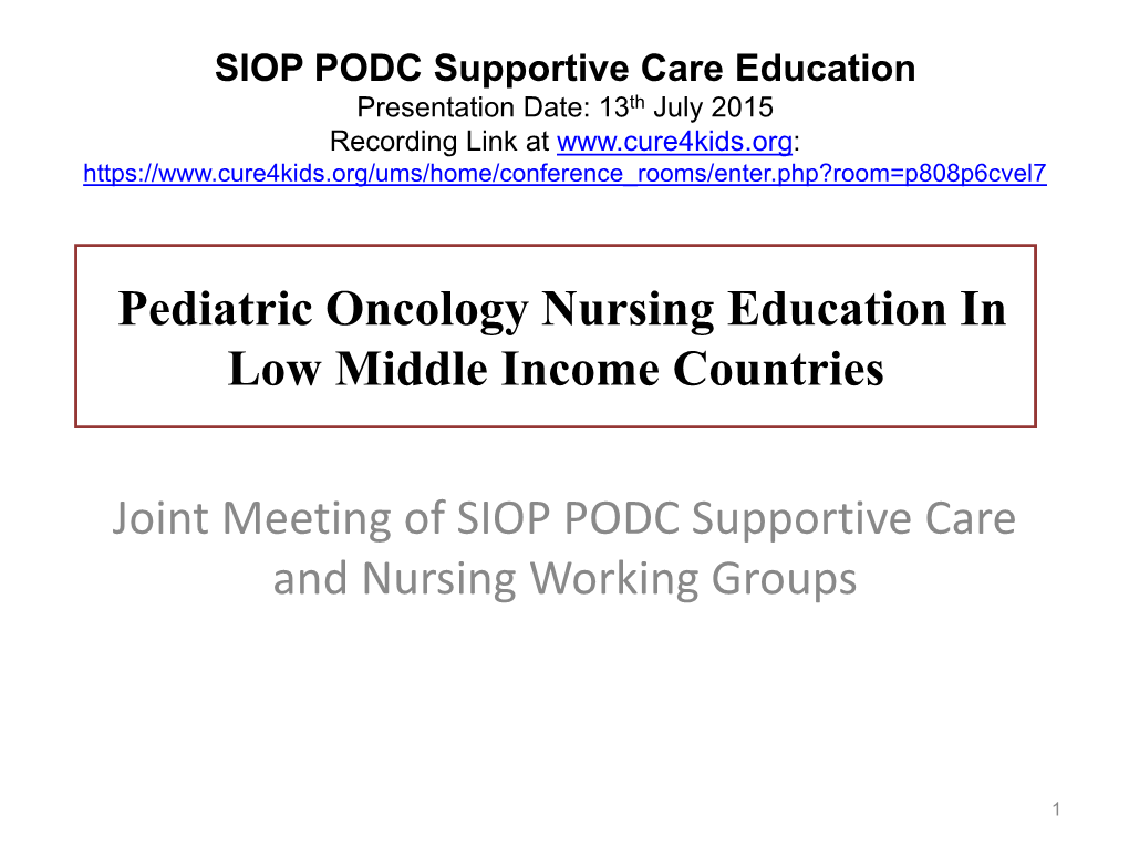 Pediatric Oncology Nursing Education At