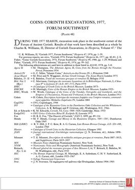 Coins: Corinth Excavations, 1977, Forum Southwest