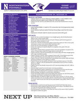 Northwestern Football Game Notes