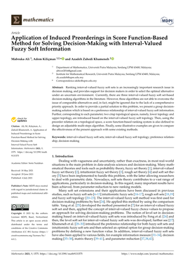 Application of Induced Preorderings in Score Function-Based Method for Solving Decision-Making with Interval-Valued Fuzzy Soft Information