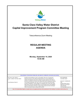 Santa Clara Valley Water District Capital Improvement Program Committee Meeting