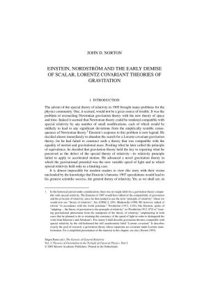 Einstein, Nordström and the Early Demise of Scalar, Lorentz Covariant Theories of Gravitation
