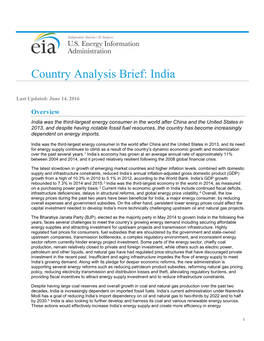 Country Analysis Brief: India