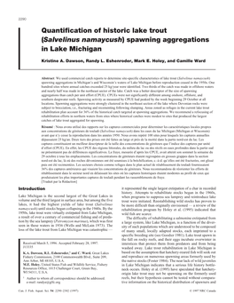 Spawning Aggregations in Lake Michigan