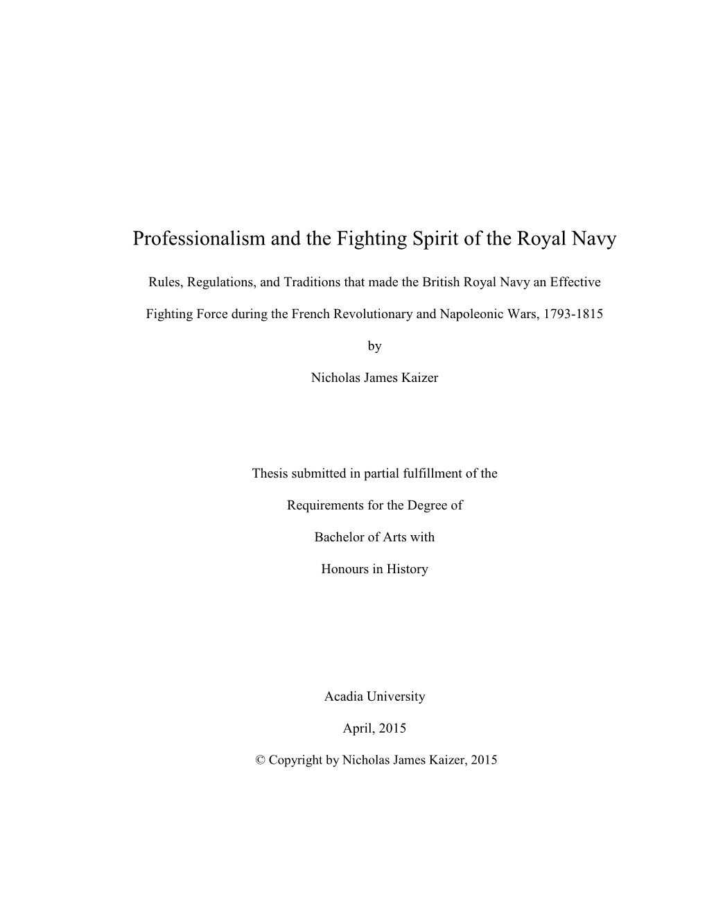 Professionalism and the Fighting Spirit of the Royal Navy