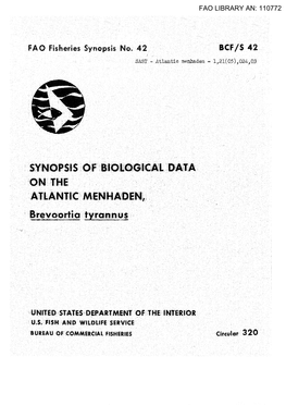 Synopsis of Biological Data on the Atlantic Menhaden Brevoortia