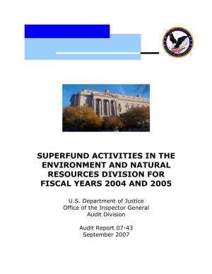 Superfund Activities in the Environment and Natural Resources Division for Fiscal Years 2004 and 2005