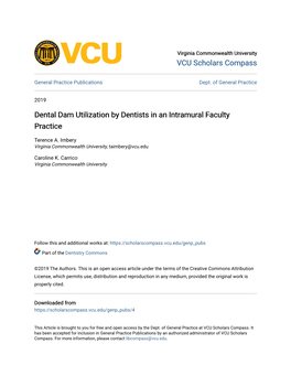 Dental Dam Utilization by Dentists in an Intramural Faculty Practice