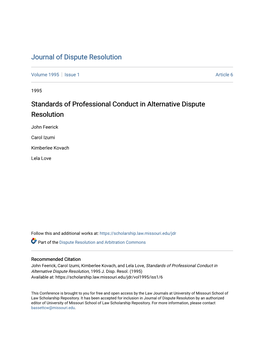 Standards of Professional Conduct in Alternative Dispute Resolution