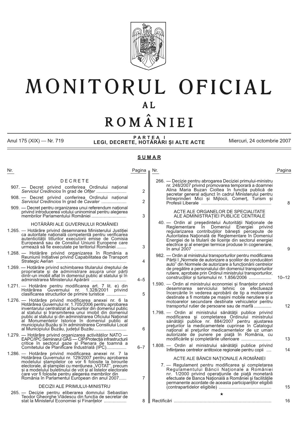 Monitorul Oficial Partea I