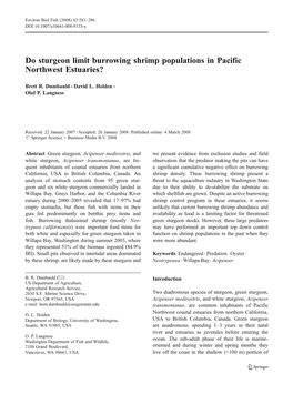 Do Sturgeon Limit Burrowing Shrimp Populations in Pacific Northwest Estuaries?