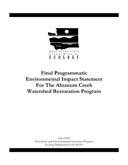 Final Programmatic Environmental Impact Statement for the Ahtanum Creek Watershed Restoration Program