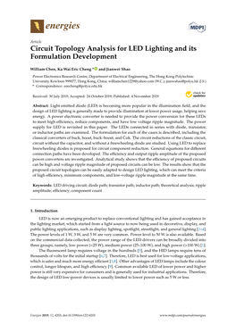 Circuit Topology Analysis for LED Lighting and Its Formulation Development