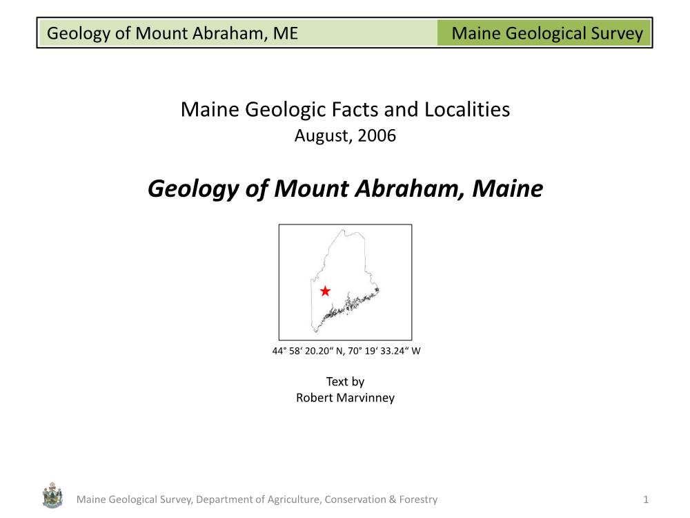 Geology of Mount Abraham, ME Maine Geological Survey