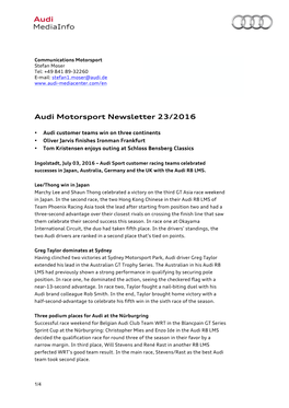Audi Motorsport Newsletter 23/2016