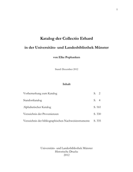 Katalog Der Collectio Erhard