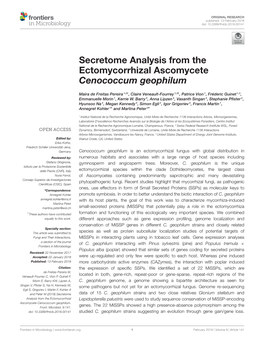 Secretome Analysis from the Ectomycorrhizal Ascomycete Cenococcum Geophilum