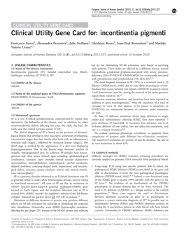 Incontinentia Pigmenti