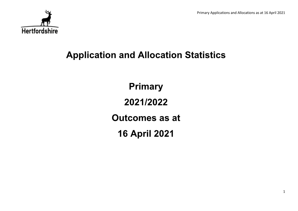 Primary Application & Allocation Statistics 2021-22