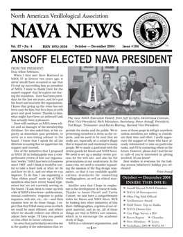 Ansoff Elected Nava President