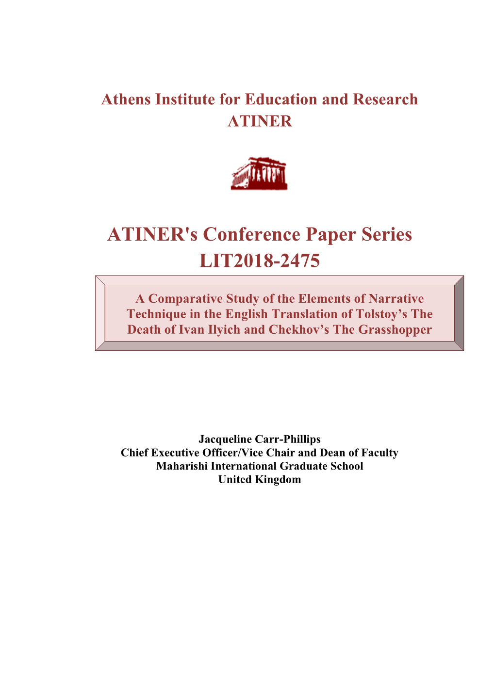 ATINER's Conference Paper Series LIT2018-2475