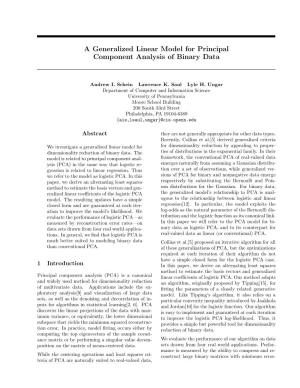 A Generalized Linear Model for Principal Component Analysis of Binary Data
