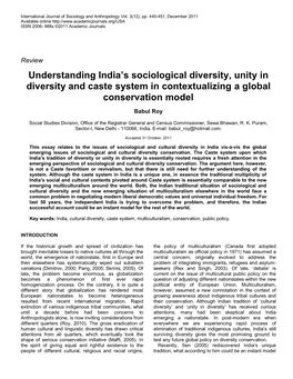 Cultural, Linguistic, and Biological Diversity in India