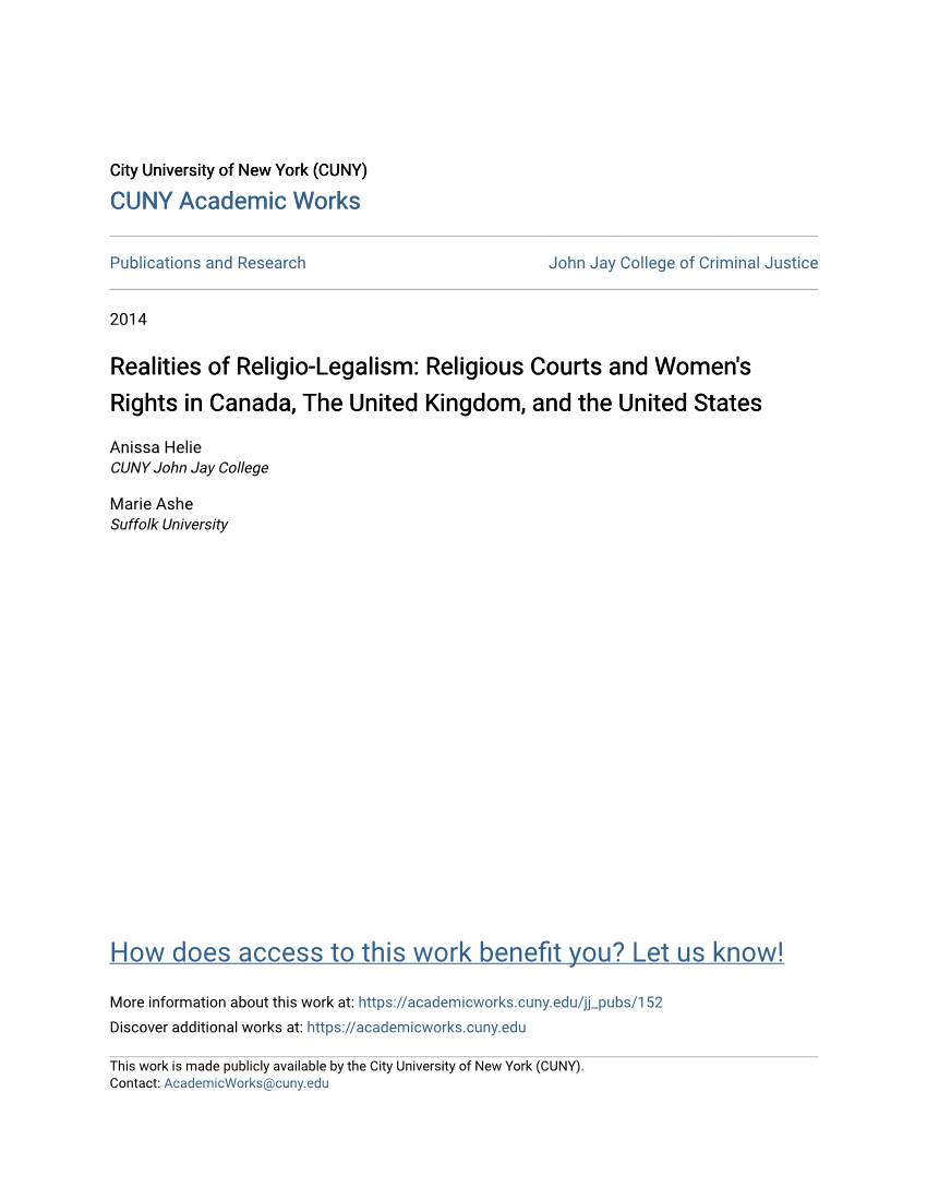 Realities of Religio-Legalism: Religious Courts and Women's Rights in Canada, the United Kingdom, and the United States