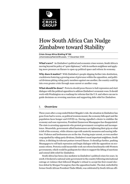 How South Africa Can Nudge Zimbabwe Toward Stability