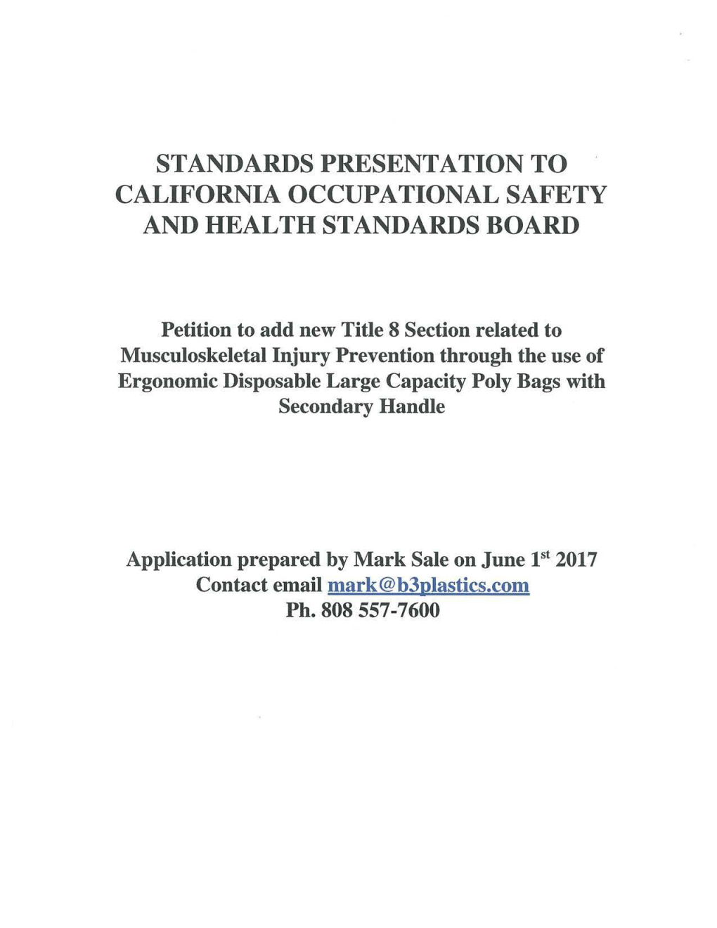 Standards Presentation to California Occupational Safety and Health Standards Board
