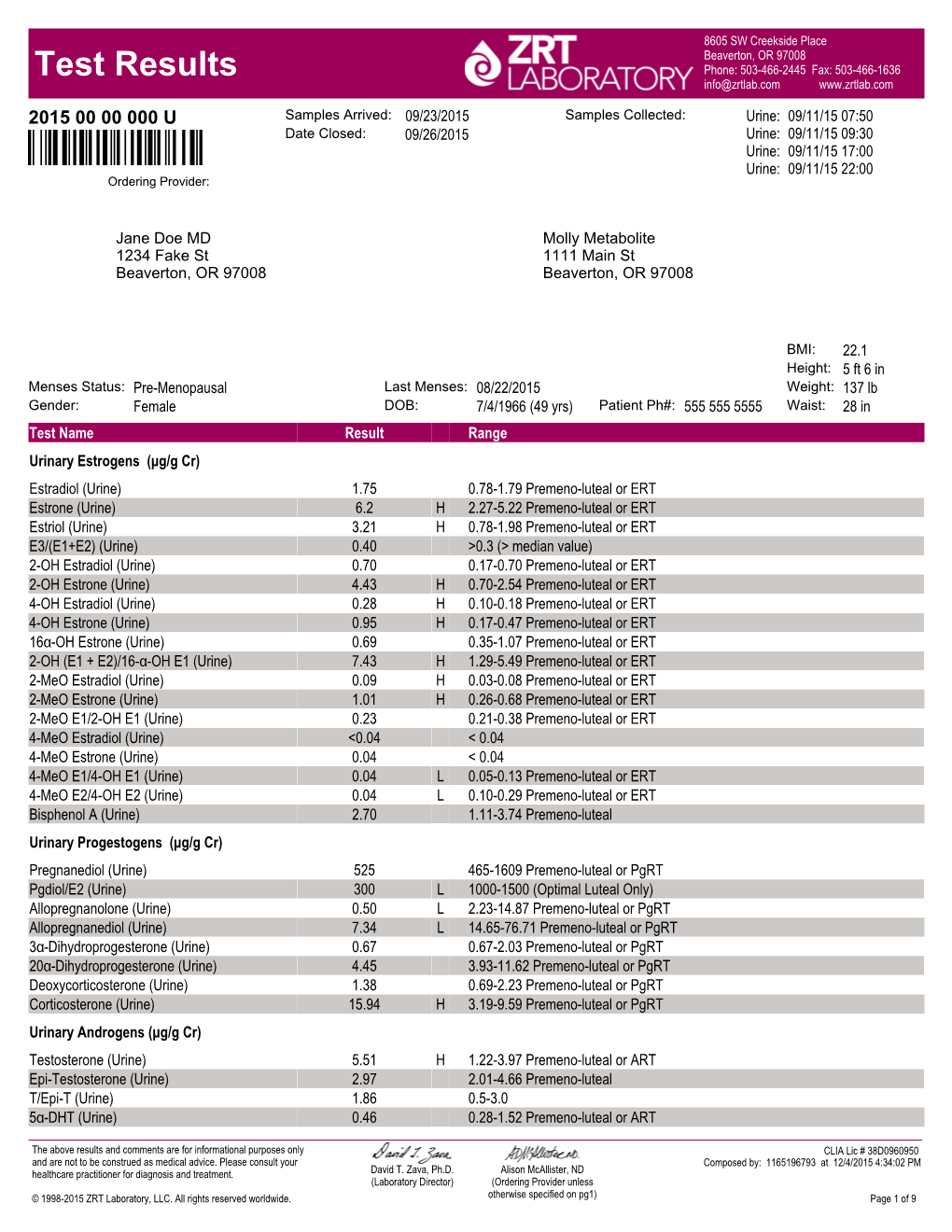 Laboratory Test Results