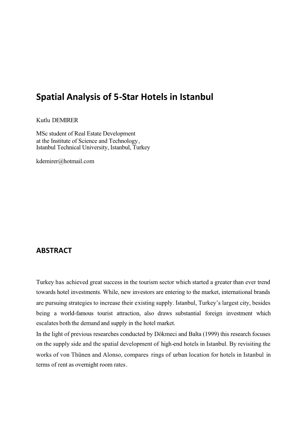 Spatial Analysis of 5-Star Hotels in Istanbul