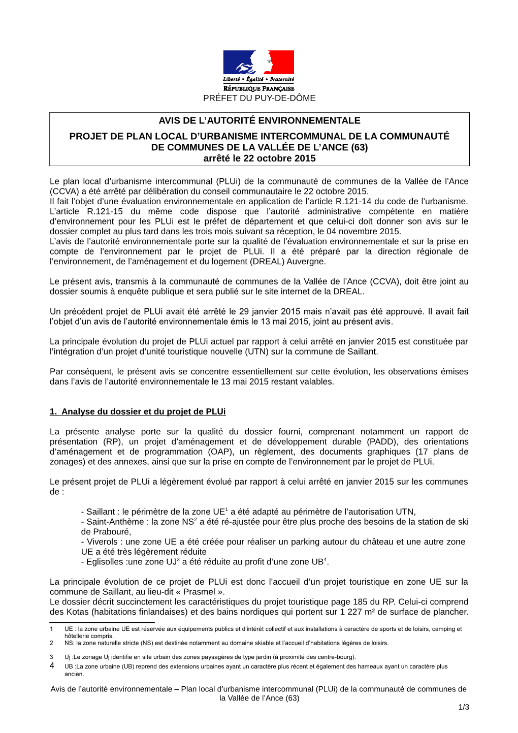 Avis De L'autorité Environnementale Projet