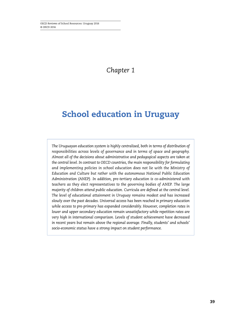 School Education in Uruguay