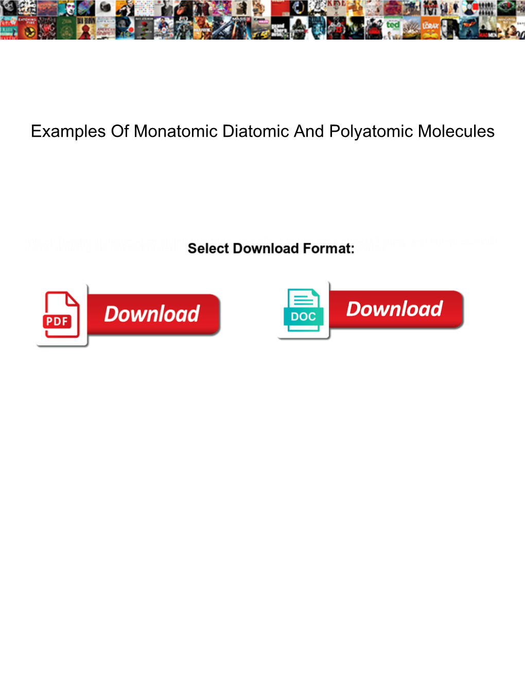 Examples of Monatomic Diatomic and Polyatomic Molecules