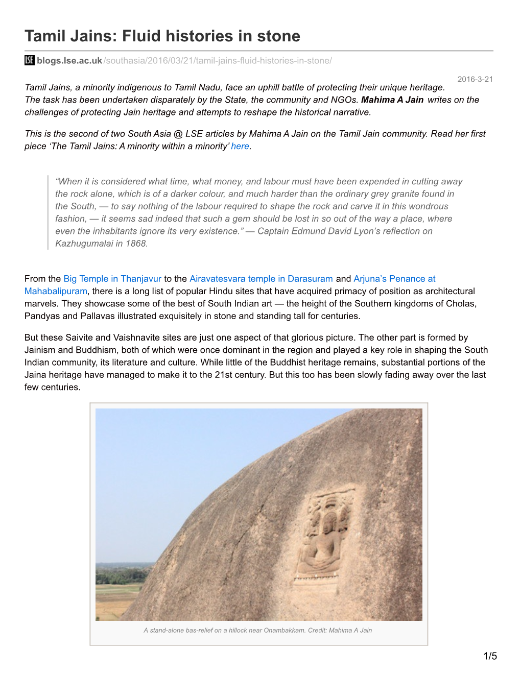 Tamil Jains: Fluid Histories in Stone