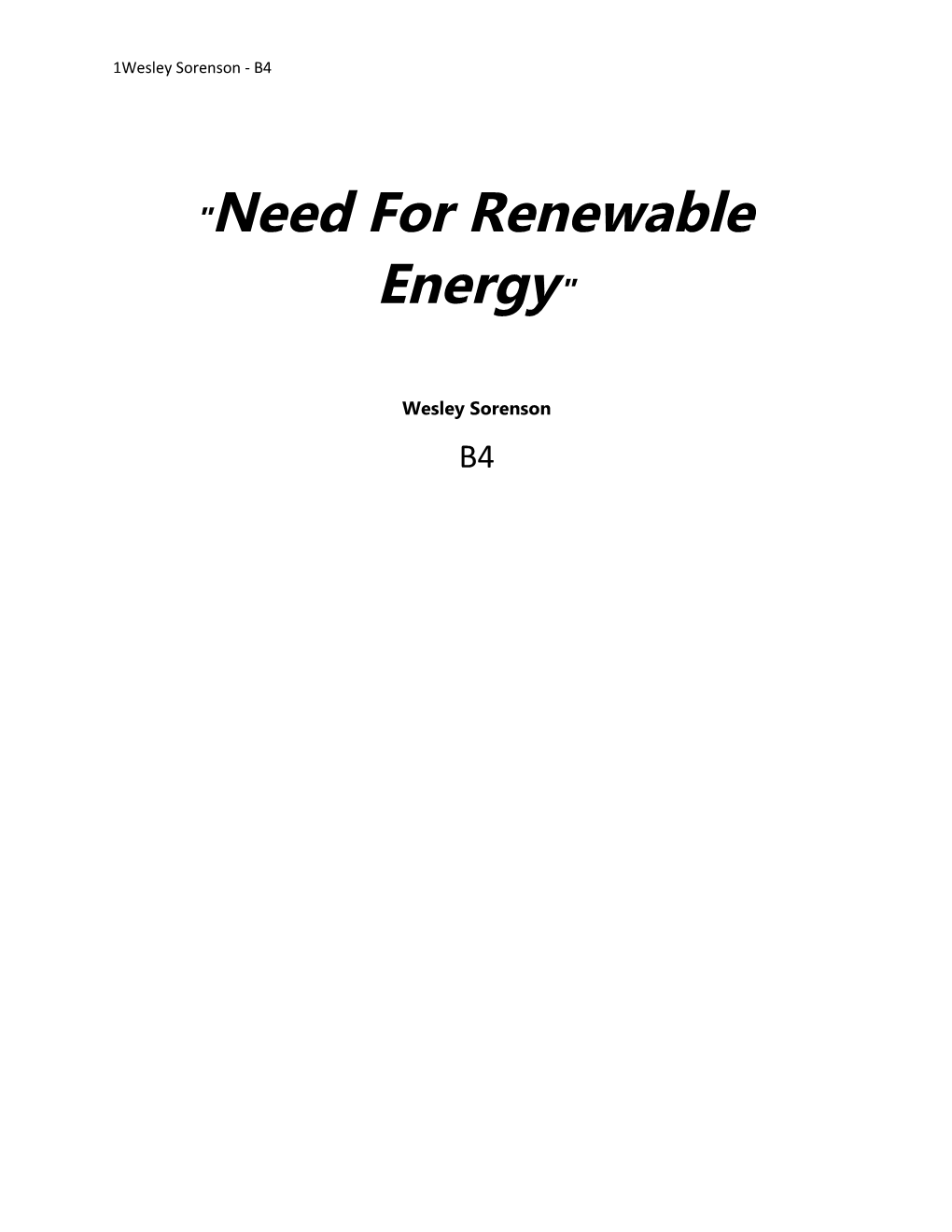 Need for Renewable Energy