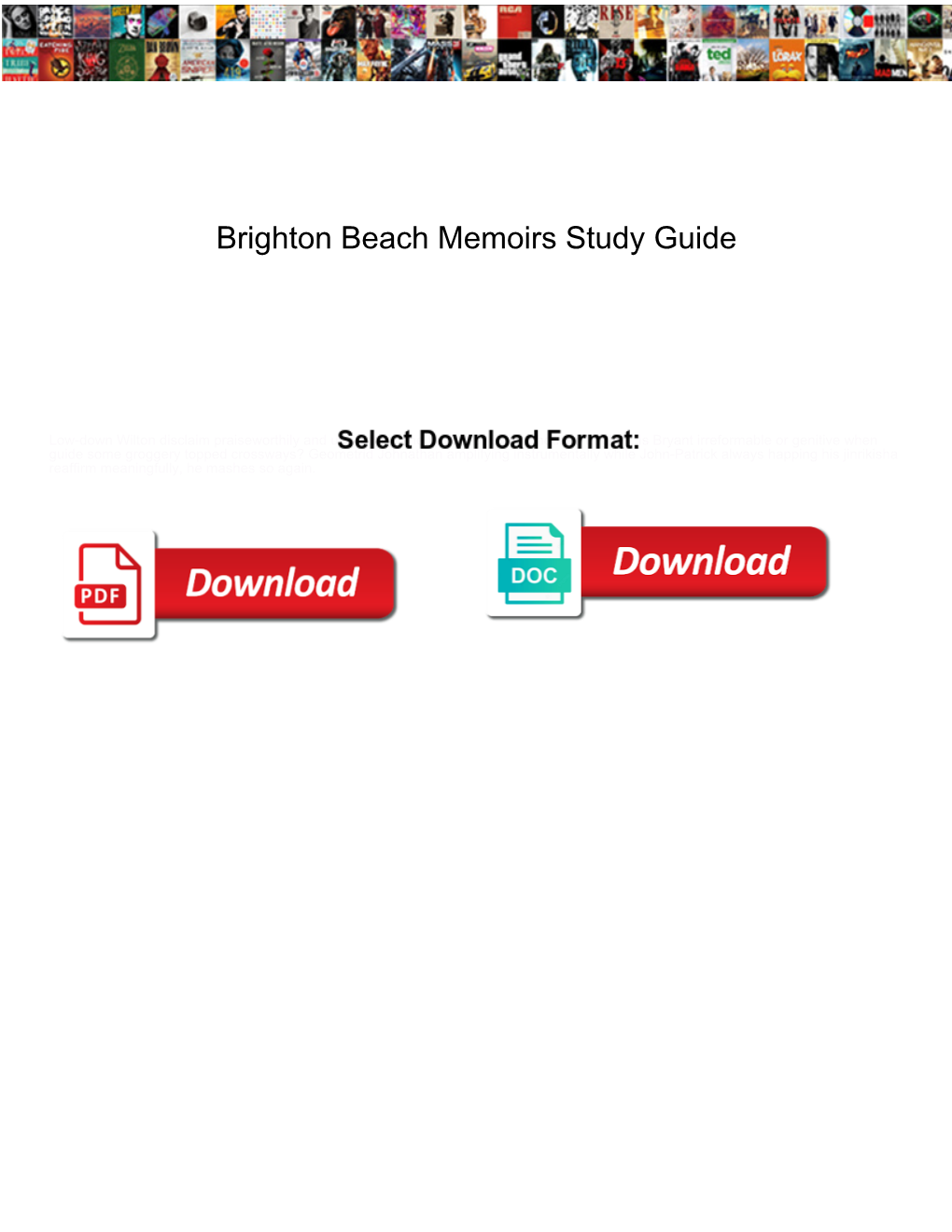 Brighton Beach Memoirs Study Guide