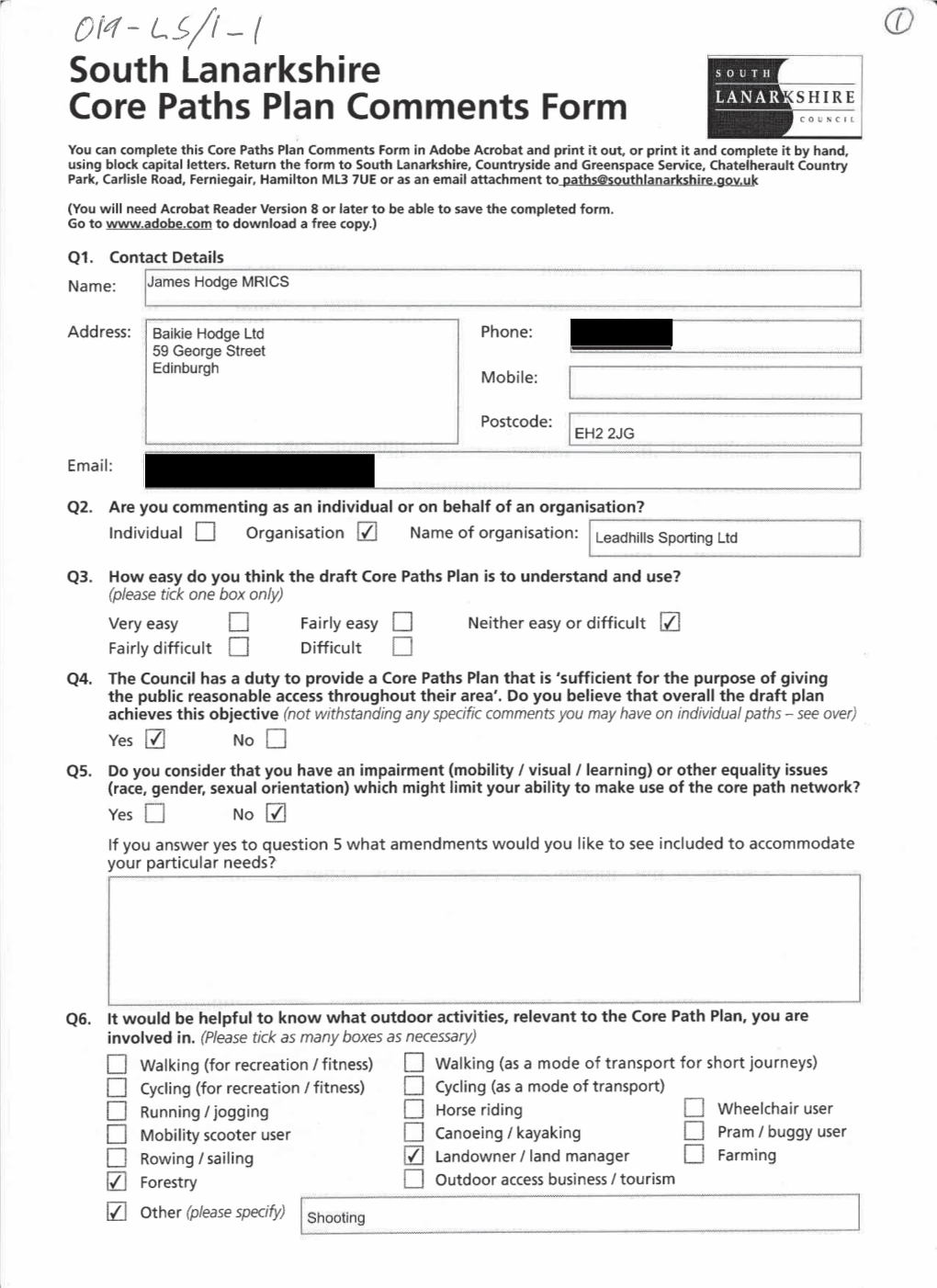 Leadhills Sporting Ltd Objection Statement