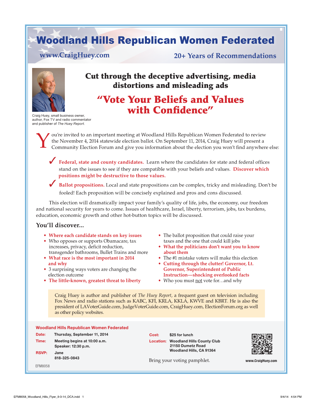 Woodland Hills Republican Women Federated 20+ Years of Recommendations