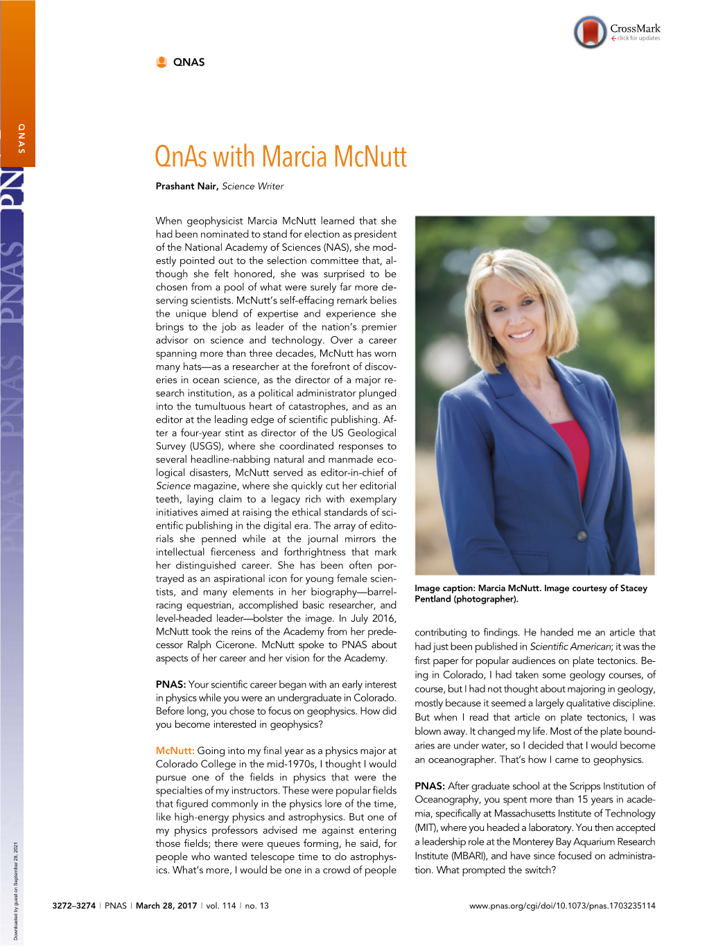 Qnas with Marcia Mcnutt